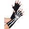 Halloween Black and Bone Skeleton Adult Glow-in-the-Dark Fingerless Gloves